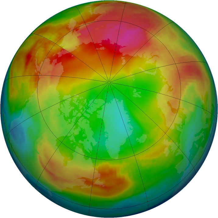 Arctic ozone map for 31 January 1980